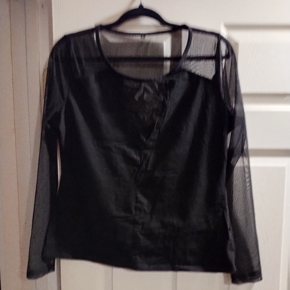 NWOT Elegant Black Mesh Women's Top
